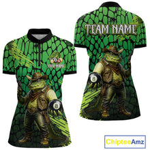 Load image into Gallery viewer, Green and black shirt with cowboy crocodile design and 'Team Name' text on a white background