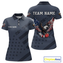 Load image into Gallery viewer, Custom American Flag Eagle Bowling Shirt for Women Polo &amp; Quarter-Zip Bowling Team Jersey QZT953