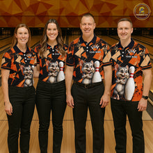 Load image into Gallery viewer, Black &amp; Orange Funny Mouse Bowling Team Shirt for Women Custom Bowling Jersey Polo &amp; Quarter-Zip QZT1033