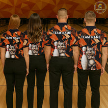 Load image into Gallery viewer, Black &amp; Orange Funny Mouse Bowling Team Shirt for Women Custom Bowling Jersey Polo &amp; Quarter-Zip QZT1033