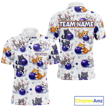 Load image into Gallery viewer, Custom Funny Cat Pattern Bowling Shirt Bowling Jersey League Polo &amp; 1/4Zip Bowling Team for Men QZT951