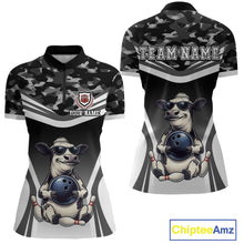 Load image into Gallery viewer, Custom Funny Cow Bowling Shirt for Women Camo Bowling League Jersey Polo &amp; Quarter-Zip QZT871
