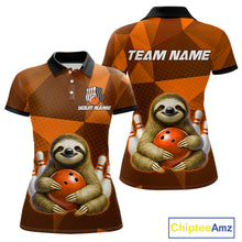 Load image into Gallery viewer, Orange Funny Sloth Bowling Shirt for Women Custom Bowling Jersey Polo &amp; Quarter-Zip Bowling Outfit QZT995