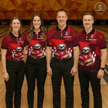 Load image into Gallery viewer, Red Funny Sloth Bowling Shirt for Men Custom Bowling Jersey Polo &amp; Quarter-Zip Bowling Outfit QZT995