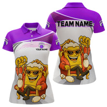 Load image into Gallery viewer, Custom Funny Purple Beer Polo Bowling Team Shirt for Women Quarter-Zip Bowling Jersey Outfit QZT820