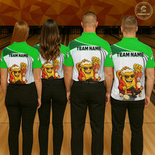 Load image into Gallery viewer, Custom Funny Green Beer Polo Bowling Team Shirt for Men Quarter-Zip Bowling Jersey Outfit QZT820