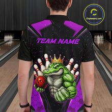 Load image into Gallery viewer, Custom Funny Purple Crocodile Bowling Shirt Alligator Bowling Jersey for Men Polo &amp; 1/4 Zip QZT823