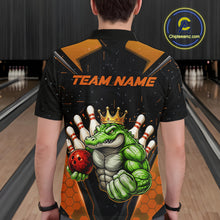 Load image into Gallery viewer, Custom Funny Orange Crocodile Bowling Shirt Alligator Bowling Jersey for Men Polo &amp; 1/4 Zip QZT823