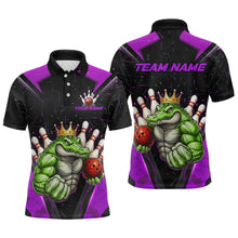 Load image into Gallery viewer, Custom Funny Purple Crocodile Bowling Shirt Alligator Bowling Jersey for Men Polo &amp; 1/4 Zip QZT823