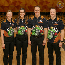 Load image into Gallery viewer, Custom Funny Orange Crocodile Bowling Shirt Alligator Bowling Jersey for Women Polo &amp; 1/4 Zip QZT823