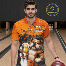 Load image into Gallery viewer, Orange Bull Dog &amp; Beer Bowling Shirt for Men Custom Bowling Team Jersey Bowling Outfit QZT998