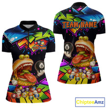 Load image into Gallery viewer, Colorful sports jersey with a burger and billiard ball design, featuring 'Team Name' text.