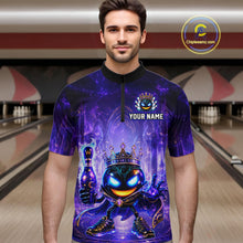 Load image into Gallery viewer, Man wearing a custom bowling shirt with a colorful design in a bowling alley.