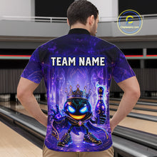 Load image into Gallery viewer, Person wearing a bowling shirt with a colorful design and 'TEAM NAME' text in a bowling alley.