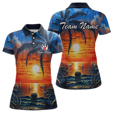 Load image into Gallery viewer, Custom Bowling Jersey Polo &amp; 1/4 Zip Sunset Tropical Sublimated Bowling Shirt for Women QZT836