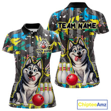 Load image into Gallery viewer, Funny Husky Bowling Shirt for Women Custom Bowling Team Jersey Polo &amp; Quarter-Zip QZT971