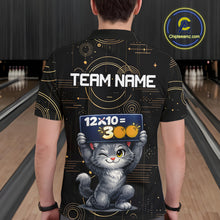 Load image into Gallery viewer, Custom Funny Cat Bowling Math Shirt Polo &amp; 1/4-Zip Bowling League Jersey Bowling Outfit for Men QZT927