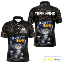Load image into Gallery viewer, Custom Funny Cat Bowling Math Shirt Polo &amp; 1/4-Zip Bowling League Jersey Bowling Outfit for Men QZT927