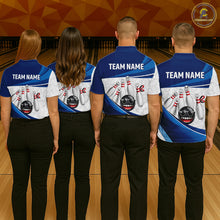 Load image into Gallery viewer, Blue Funny Bowling Shirt Custom Pattern Bowling Team Jersey Polo &amp; 1/4-Zip Bowling Gift for Women QZT930