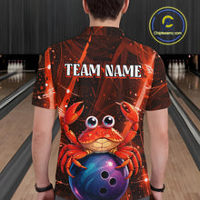 Load image into Gallery viewer, Person wearing a shirt with a cartoon crab and bowling ball design in a bowling alley.