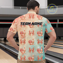 Load image into Gallery viewer, Man wearing a colorful shirt with crab pattern in a bowling alley