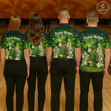 Load image into Gallery viewer, Custom Green Funny Alligator Bowling Shirt Samrock Pattern Bowling St. Patrick's Day for Women QZT935