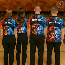 Load image into Gallery viewer, Fire and Ice Wolf Bowling Team Shirt Custom Bowling League Jersey for Men Bowling Polo &amp; 1/4-Zip QZT937