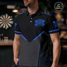 Load image into Gallery viewer, Personalized Blue Dart Team Shirt for Men Custom Dart Jersey Polo &amp; 1/4-Zip Dartboard Outfit DHT16
