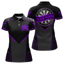 Load image into Gallery viewer, Personalized Purple Dart Team Shirt for Women Custom Dart Jersey Polo &amp; 1/4-Zip Dartboard Outfit DHT16