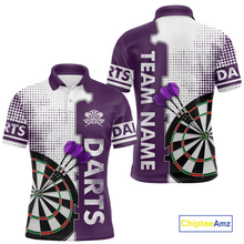 Load image into Gallery viewer, Purple &amp; White Dart Shirts for Men Custom Dart Team Jersey Dartboard Shirt Unisex DHT19