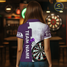 Load image into Gallery viewer, Purple &amp; White Dart Shirts for Women Custom Dart Team Jersey Dartboard Shirt Unisex DHT19