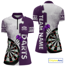 Load image into Gallery viewer, Purple &amp; White Dart Shirts for Women Custom Dart Team Jersey Dartboard Shirt Unisex DHT19