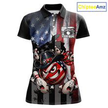 Load image into Gallery viewer, Polo shirt with American flag design and cartoon character on a white background