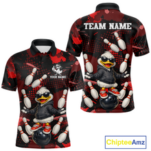 Load image into Gallery viewer, Custom Red Funny Duck Bowling Shirt for Men Bowling Jersey Polo &amp; 1/4 Zip Bowling Outfit QZT943