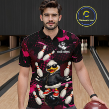 Load image into Gallery viewer, Custom Pink Funny Duck Bowling Shirt for Men Bowling Jersey Polo &amp; 1/4 Zip Bowling Outfit QZT943
