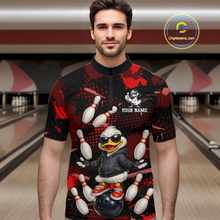 Load image into Gallery viewer, Custom Red Funny Duck Bowling Shirt for Men Bowling Jersey Polo &amp; 1/4 Zip Bowling Outfit QZT943