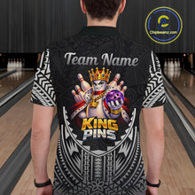 Load image into Gallery viewer, Funny King Pins Bowling Team Shirt for Men Custom Tribal Buddies Bowling Jersey Polo &amp; 1/4 Zip QZT946