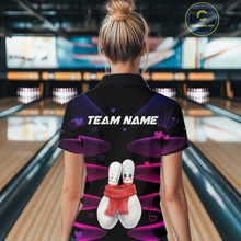 Load image into Gallery viewer, Personalized Valentine Bowling Shirt for Couples Bowling Jersey Pink Bowling Gift Polo &amp; 1/4-Zip QZT870