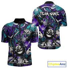 Load image into Gallery viewer, Teal and purple shirt with cartoon character and 'Team Name' text on a white background