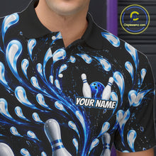 Load image into Gallery viewer, Polo shirt with bowling design and 'Your Name' text, brand logo visible