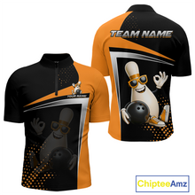 Load image into Gallery viewer, Custom Orange Funny Bowling Pin Shirt for Men Bowling Team League Jersey Bowling Outfit QZT817