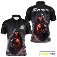 Load image into Gallery viewer, Personalized Grim Reaper Bowling Team Shirt for Men Bowling Jersey Polo &amp; 1/4-Zip Bowling Outfit QZT881