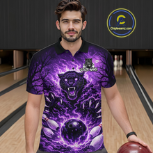 Load image into Gallery viewer, Custom Panther Bowling Shirt for Men Bowling Team Jersey Bowling Outfit Polo &amp; Quarter-Zip QZT970