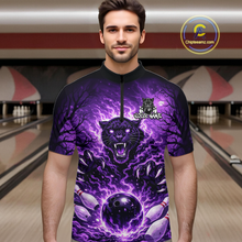 Load image into Gallery viewer, Custom Panther Bowling Shirt for Men Bowling Team Jersey Bowling Outfit Polo &amp; Quarter-Zip QZT970