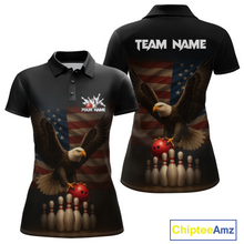 Load image into Gallery viewer, Custom Custom American Eagle Bowling Shirt for Women Polo &amp; Quarter-Zip Bowling Jersey Bowling Outfit QZT779