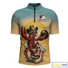 Load image into Gallery viewer, Bowling jersey with a crawfish wearing sunglasses and a cowboy hat design, featuring 'ChipteeAmz' branding.