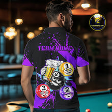 Load image into Gallery viewer, Custom Purple Funny 8 Ball Pool Billiard Team Shirts for Men Billiard League Jersey Polo &amp;1/4 Zip BHT2