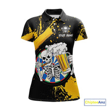 Load image into Gallery viewer, Custom Yellow Skeleton Dart Jersey for Team Polo &amp; 1/4 Zip Beer Dartboard Shirts Dart Jerseys Gift for Women DHT3