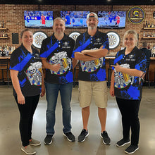 Load image into Gallery viewer, Custom Blue Skeleton Dart Jersey for Team Polo &amp; 1/4 Zip Beer Dartboard Shirts Dart Jerseys Gift for Men DHT3