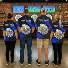 Load image into Gallery viewer, Custom Blue Skeleton Dart Jersey for Team Polo &amp; 1/4 Zip Beer Dartboard Shirts Dart Jerseys Gift for Men DHT3